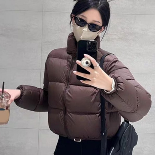 하이넥 여성 크롭 패딩 베이직 여성 숏 패딩 데일리