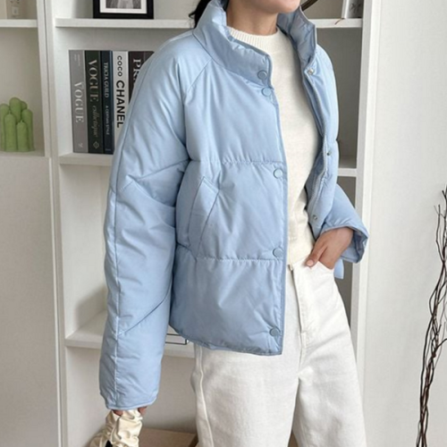 루즈핏 여성 숏 패딩 오버핏 여성 하이넥 패딩 데일리 겨울