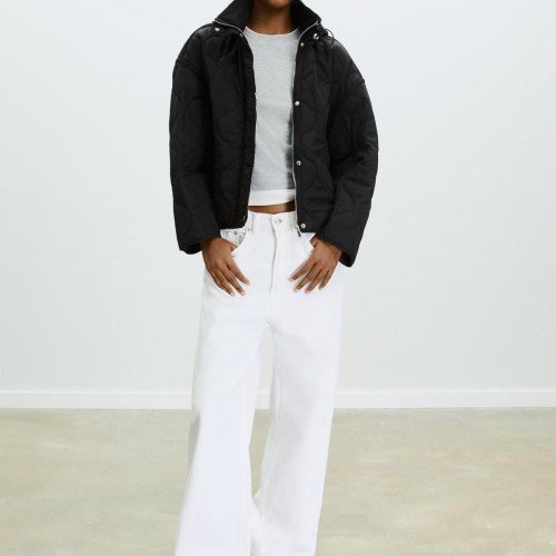 스트라디바리우스 테크니컬 경량 숏패딩 후드 하이넥 집업 5725/764 BLACK