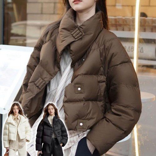 여성 겨울숏패딩 여자 브라운패딩 하프
