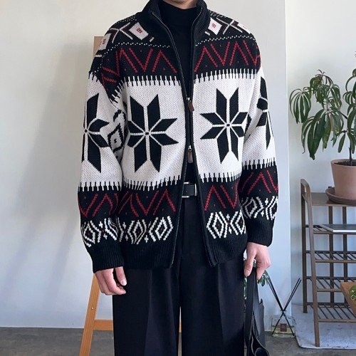 남자 니트 노르딕 투웨이 집업 두꺼운 울 니트