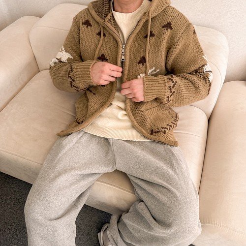 남자노르딕니트 사슴니트집업