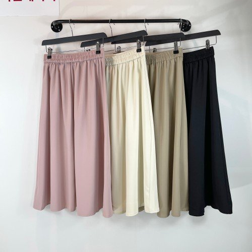 여자여자몰 단정심플 파스텔 단추4개맞주름 a라인롱스커트 간절기 뒷밴딩스커트 댄디룩