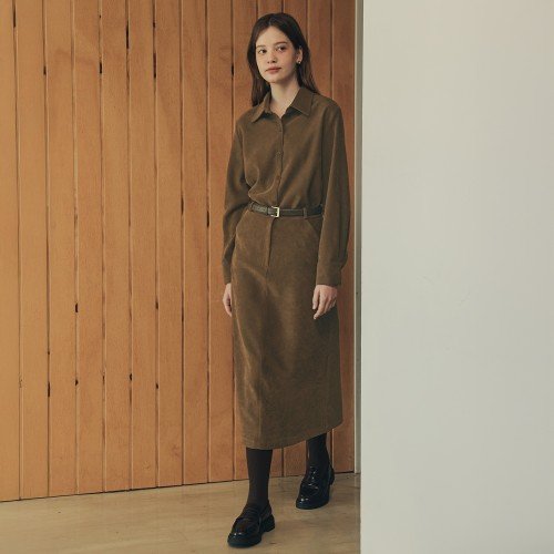 [제로스트릿]코듀로이 토피 롱 스커트 CORDUROY TOFFEE LONG SKIRT / BROWN