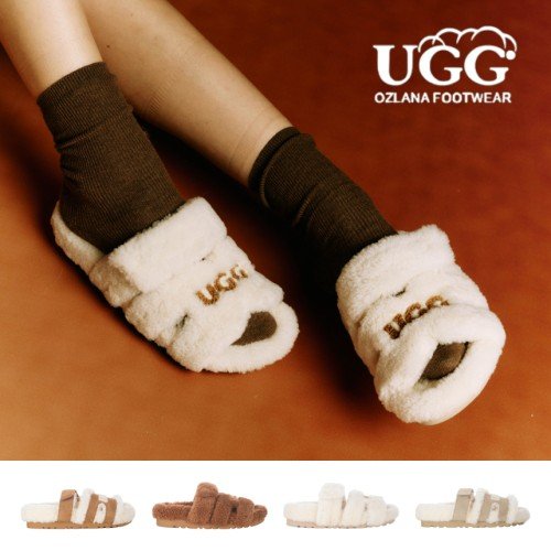 호주 오즈라나 에스텔라 로고 슬라이드 양털 겨울 여성 방한 어그 슬리퍼 OZ3010