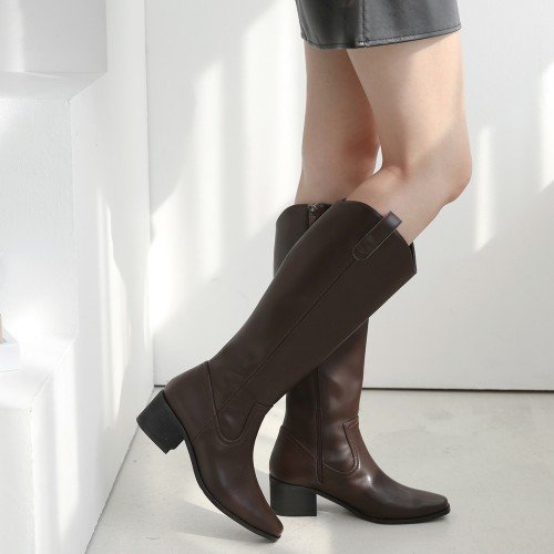 통넓은롱부츠 발편한 웨스턴 스퀘어 롱부츠