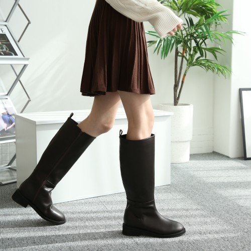 여성 빅사이즈 롱부츠 발편한 가죽 통넓은롱부츠