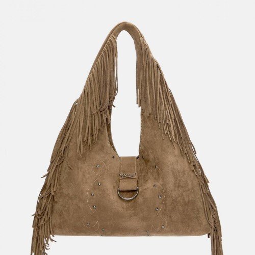 풀앤베어 보헤미안 프린지 스웨이드 쇼퍼백 브라운 4274/540 LEATHER