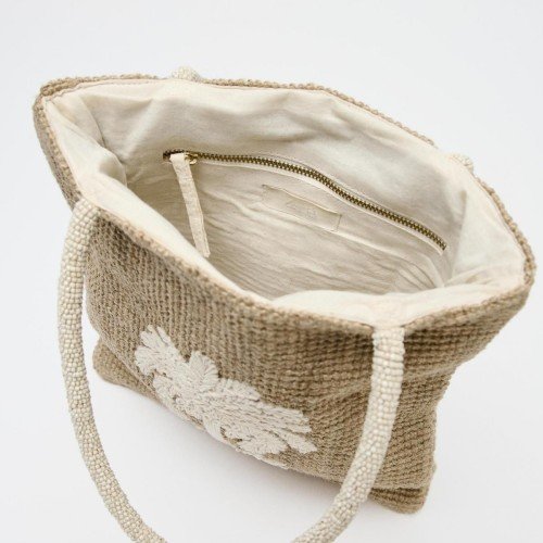 자라 팜트리 자수 내추럴 라탄 쇼퍼백 6226/610 LIGHT BEIGE