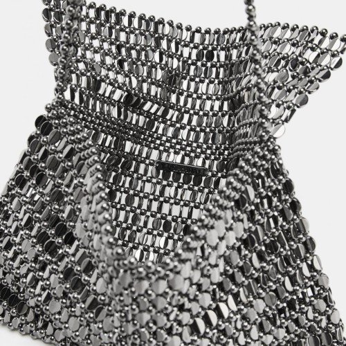 자라 메탈릭 테크니컬 체인 숄더백 6740/610 SILVER