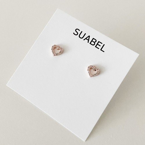 14K 골드필드침 미니큐빅하트 무알러지 금침귀걸이