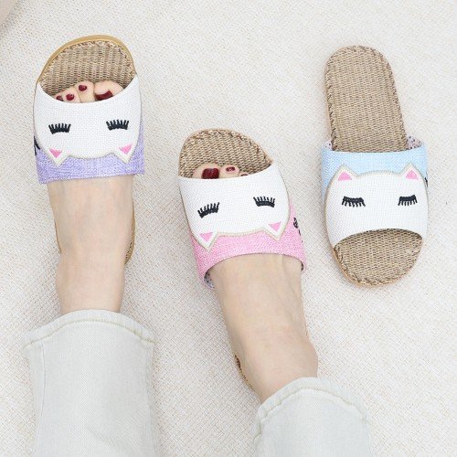 커플 여름슬리퍼 여성 남성 왕골 라탄 슬리퍼 발편한 실내화 삼선 여성001