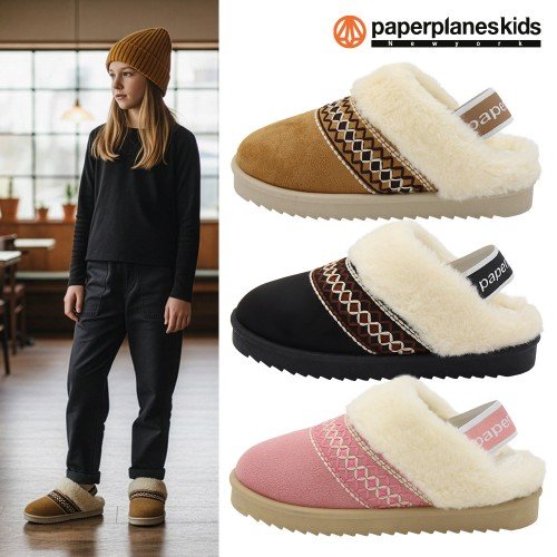 아동 키즈 밴딩 털 슬리퍼 어린이 스웨이드 유아 겨울 방한화 기모 실내화 여아 PS8236