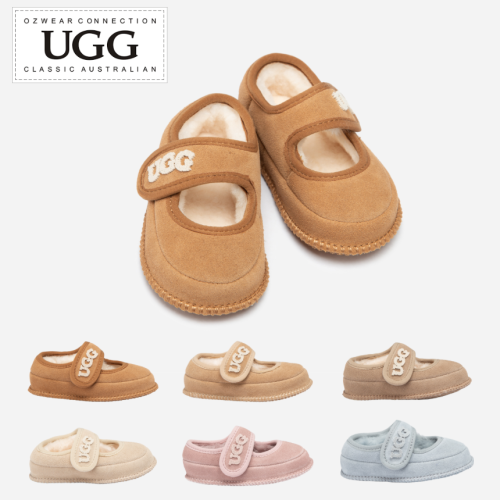 호주 오즈웨어 키즈 베이비 메리제인 양털 안감 로고 벨크로 유아 어그 메리제인 OB970B