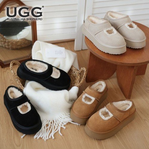 호주 에버어그 카멜라 양털 플랫폼 통굽 스트랩 여성 겨울 슈즈 어그 메리제인 AS2104