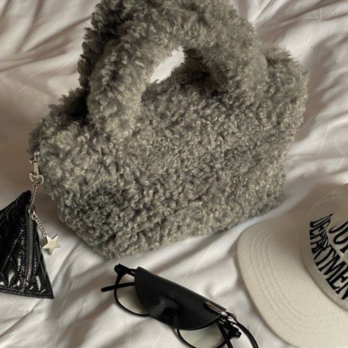 스퀘어 뽀글이 양털 퍼 버킷 토트백 캐쥬얼 여자손가방