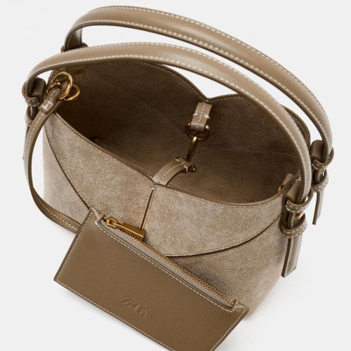 자라 베이직 스티치 미니 토트백 6640/610 SAND/BROWN