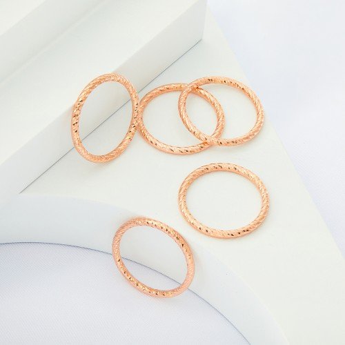 14K 할로우 타이니 컷팅 금 실 반지