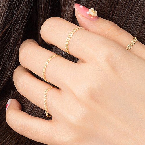 14k 18k 샤이니 체인 금 반지