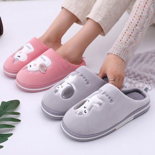 캐릭터 자수 털 실내화 쿠션 겨울 퍼 방한 보온 슬리퍼 층간소음 학원 거실화 사무실 동물