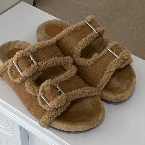 테디 겨울 양털 슬리퍼 소가죽 스웨이드 뽀글이 퍼 슬리퍼