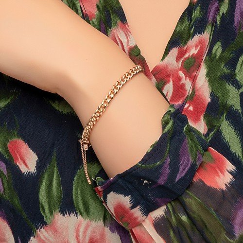 14k 18k 로즈 할로우 커브 메디앙 체인 금 팔찌