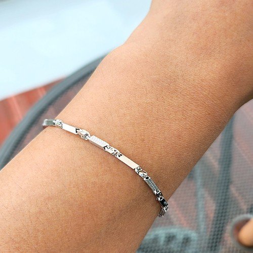 14k 화이트골드 컷팅 체인 팔찌