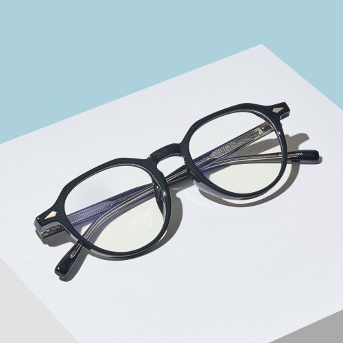 빈티지 크라운판도 다각형 투명 얇은 뿔테 안경테 블루라이트차단안경 변색렌즈