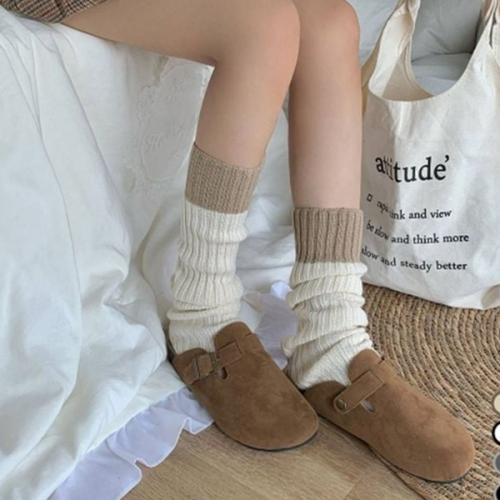 데일리 니트 레그 워머 투톤 골지 레그 워머 겨울