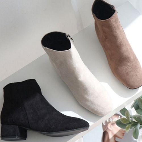 둥근코 여성 앵클 부츠 첼시 여성 스웨이드 부츠 앵글