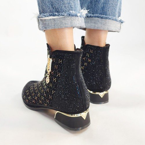 앵글 부츠 큐빅 여성 삭스 통굽 7702