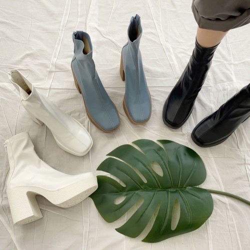 사각코 가보시앵글부츠 스판 기모앵클부츠