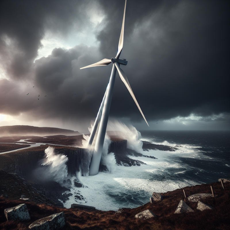 영덕 풍력발전기 바람에 쓰러지다